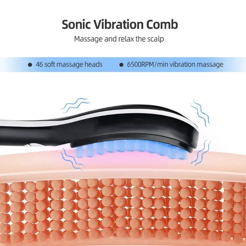Revitalize Your Hair and Relax: Sonic Vibration Scalp Massager & Light Therapy Comb for Hair Growth and Stress Relief!