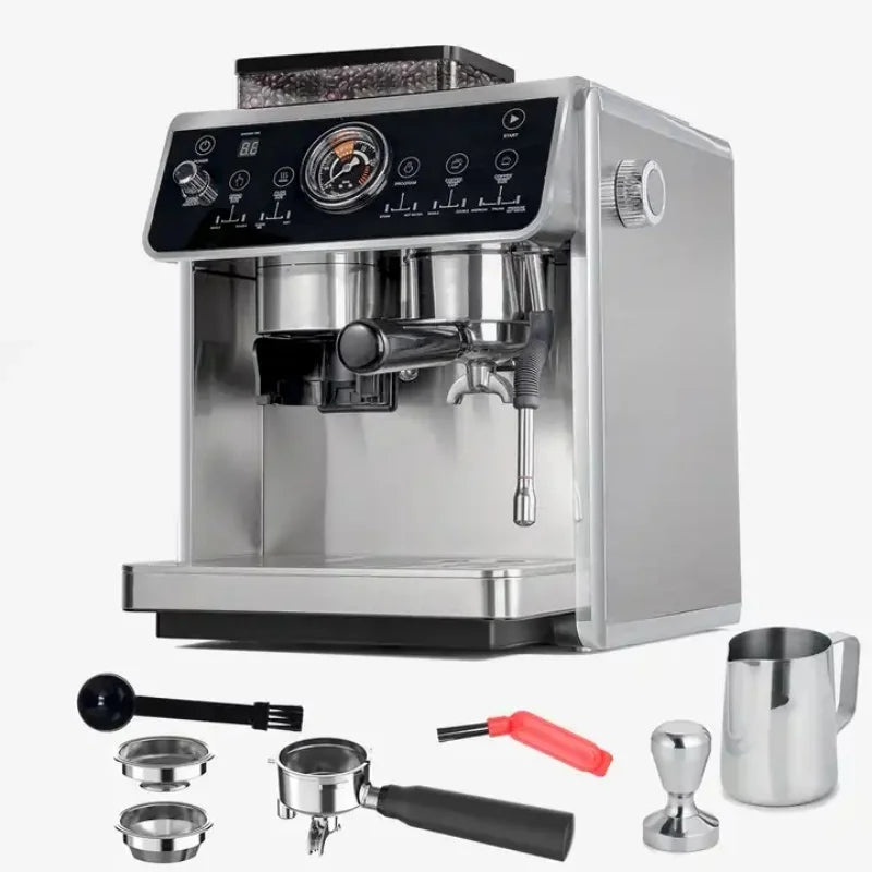Semi-Automatic Household with Stainless Steel Conical Burr Coffee Maker Espresso Grinding Integrated Machine