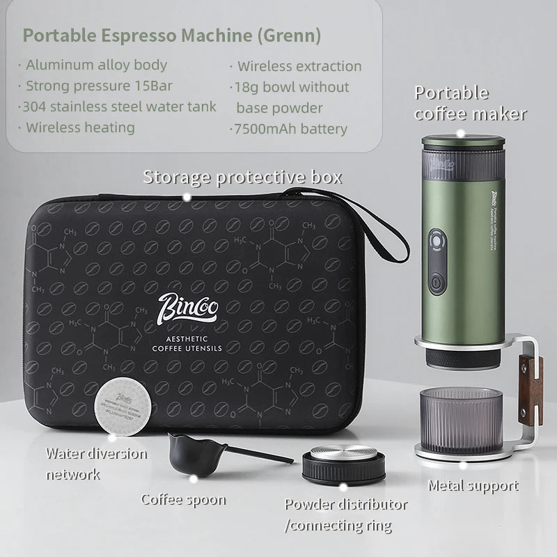 Bincoo Upgraded Portable Coffee Machine,H1 Pro Electric Wireless Heating and Cold Extraction Espresso Maker,Home Camping Outdoor