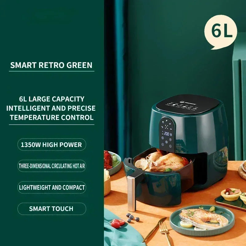 New Air Fryer. 6L Large Capacity. Home Kitchen. Multi-Function Intelligent. Oil-Free, Smoke-Free. for French Fries.