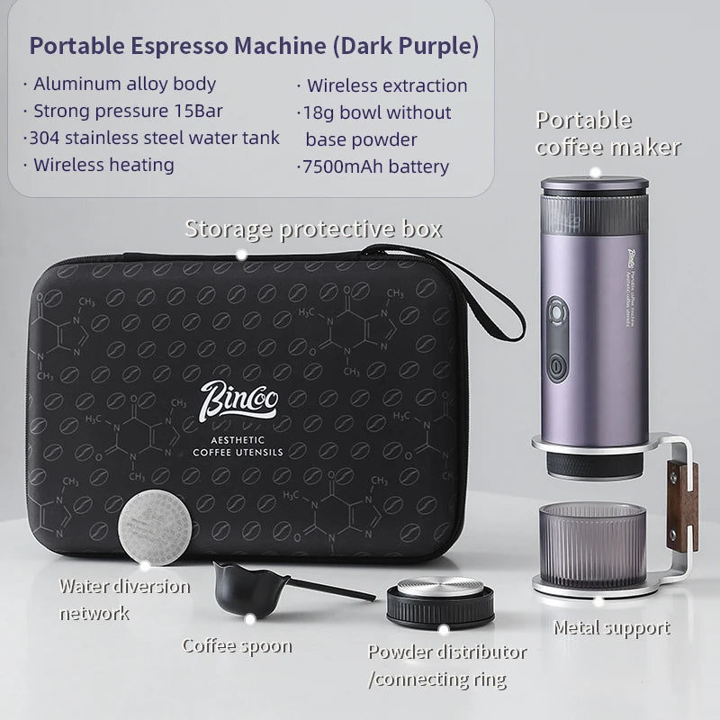 Bincoo Upgraded Portable Coffee Machine,H1 Pro Electric Wireless Heating and Cold Extraction Espresso Maker,Home Camping Outdoor