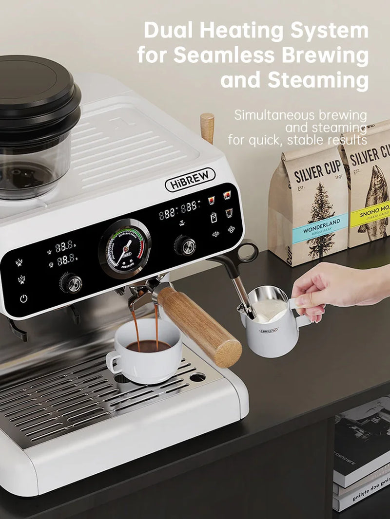 Professional Dual Boiler Espresso Machine with Built-In Grinder - 30 Customizable Settings for Perfect Coffee at Home or Business
