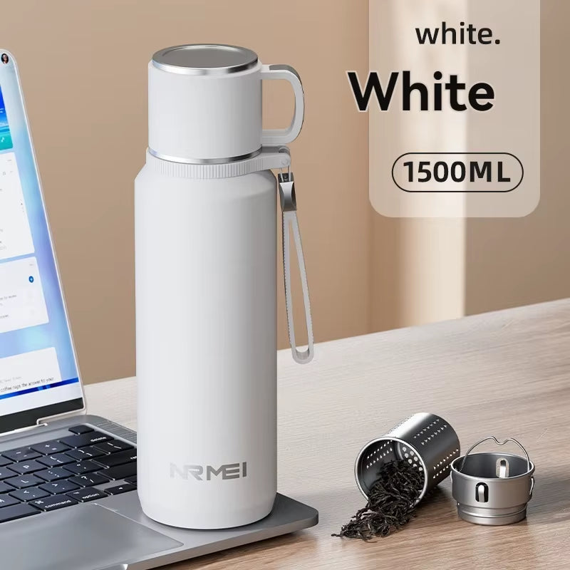 1.5L Thermos Water Bottle Stainless Steels Vacuum Flask Hot Coffee Tea Water Heat Preservation Bottles Cold Tumbler Drinkware