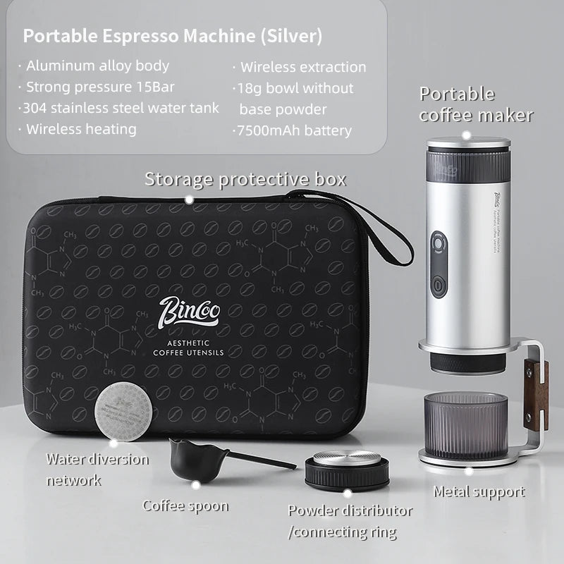 Bincoo Upgraded Portable Coffee Machine,H1 Pro Electric Wireless Heating and Cold Extraction Espresso Maker,Home Camping Outdoor