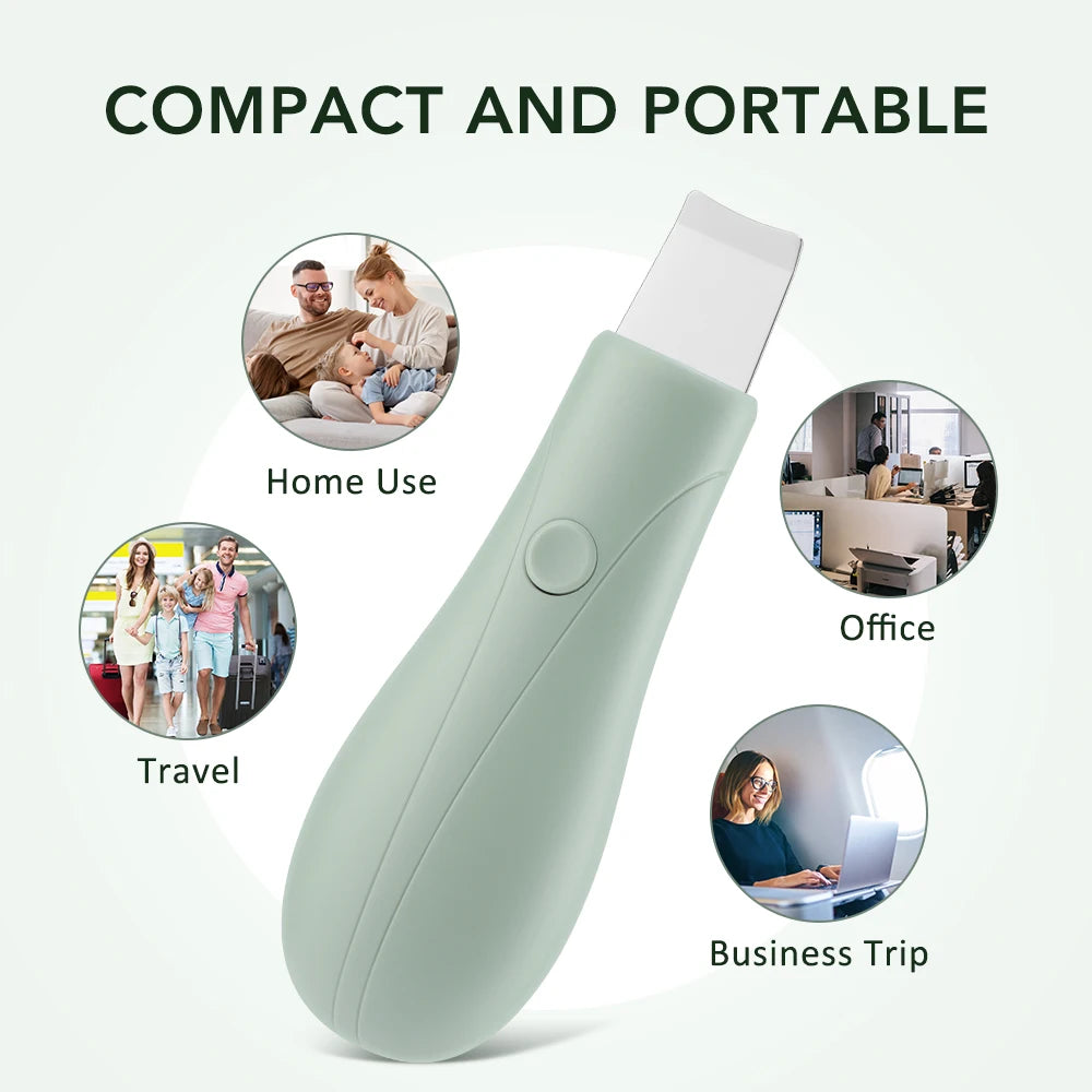 Vibration Face Skin Scrubber Ultrasonic Blackhead Remover-Deep Clean Pore Cleaner Lifting Facial Tool with Spatula for Skin Care