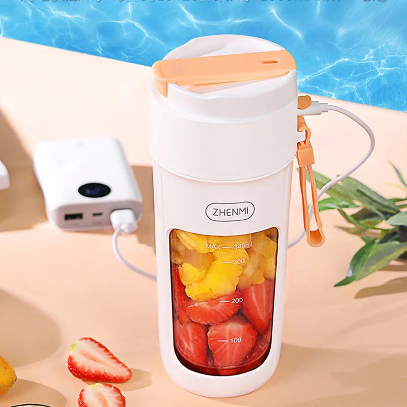 Zhenmi Portable Wireless Electric Juice Squeezer - Mini Mixer for Fresh Fruit and Sugarcane