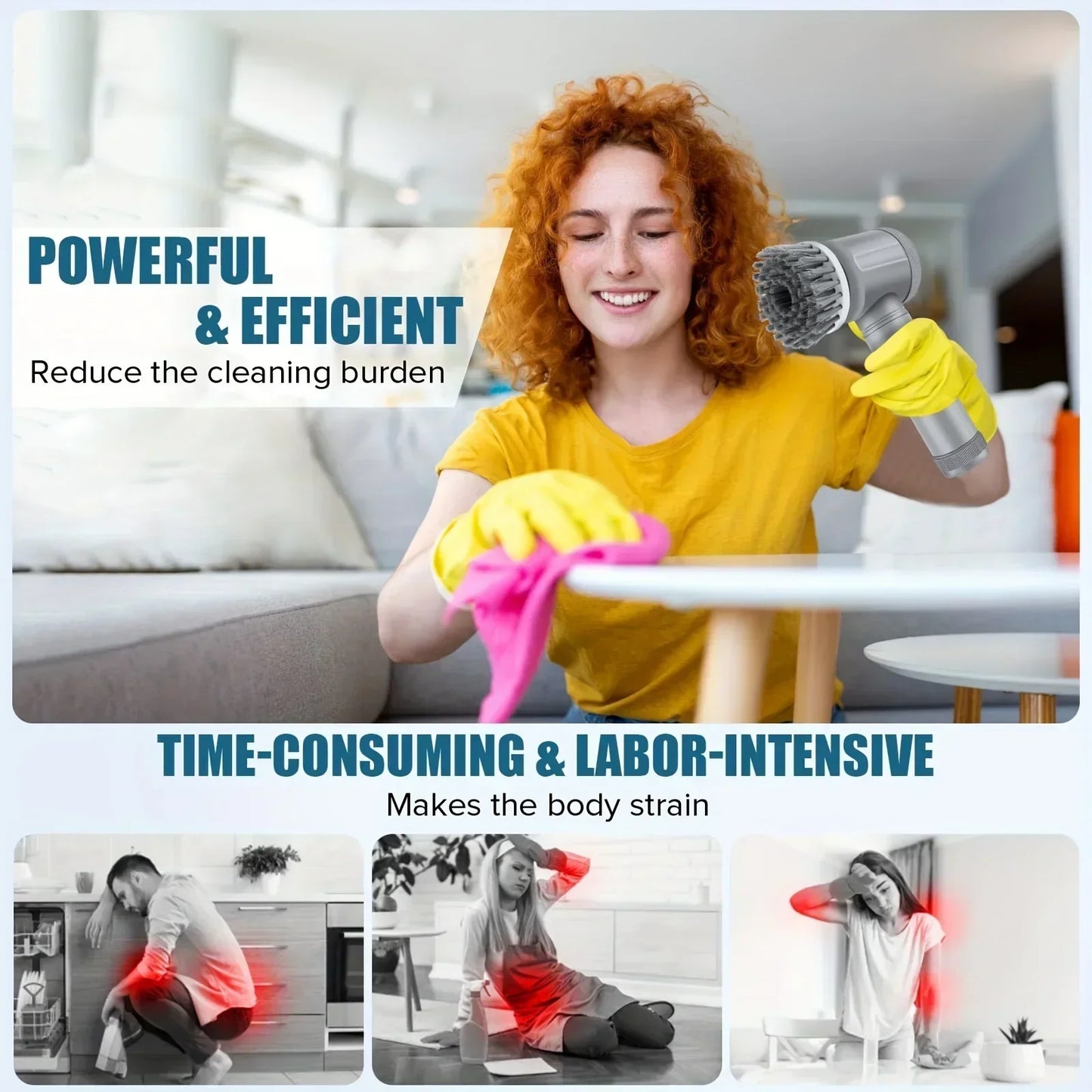 Electric Spin Scrubber, Bathroom Cordless Cleaning Brush Power Scrubber