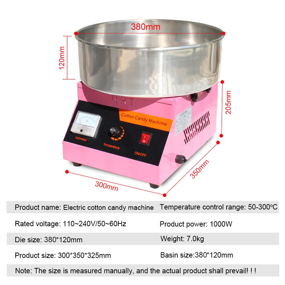 Electric Cotton Candy Machine Commercial Sugar Candy Floss Maker Temperature Controls for Party Festival Carnival Home Kids DIY