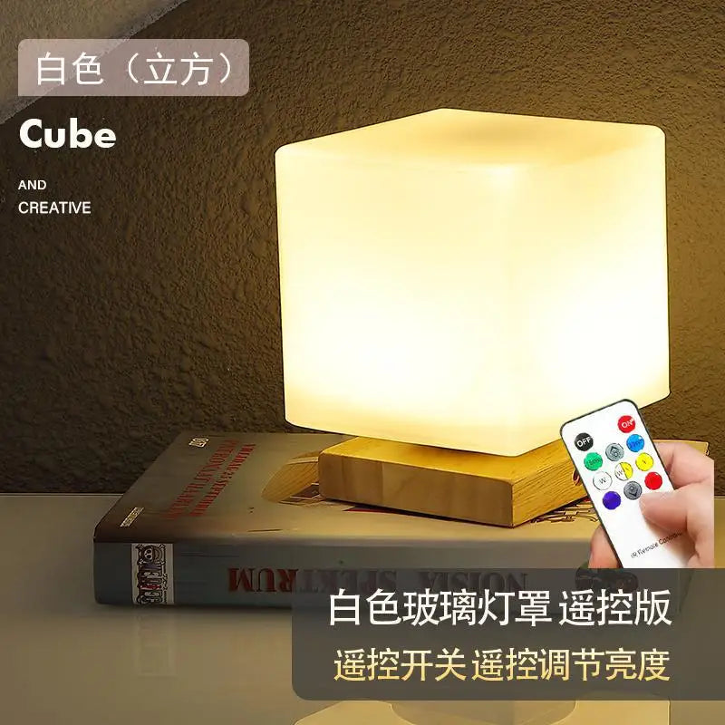 Table Lamp Bedroom Bedside Lamp Internet Celebrity Ins Girl Atmosphere Light LED Nordic Retro Pleated Decorative Night Light
