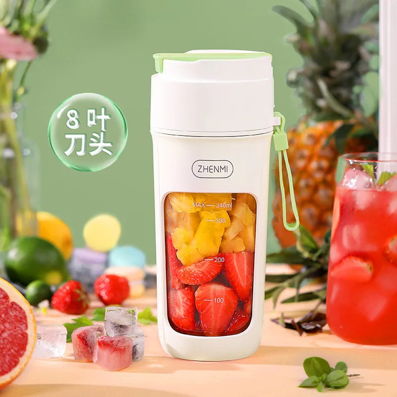 Zhenmi Portable Wireless Electric Juice Squeezer - Mini Mixer for Fresh Fruit and Sugarcane