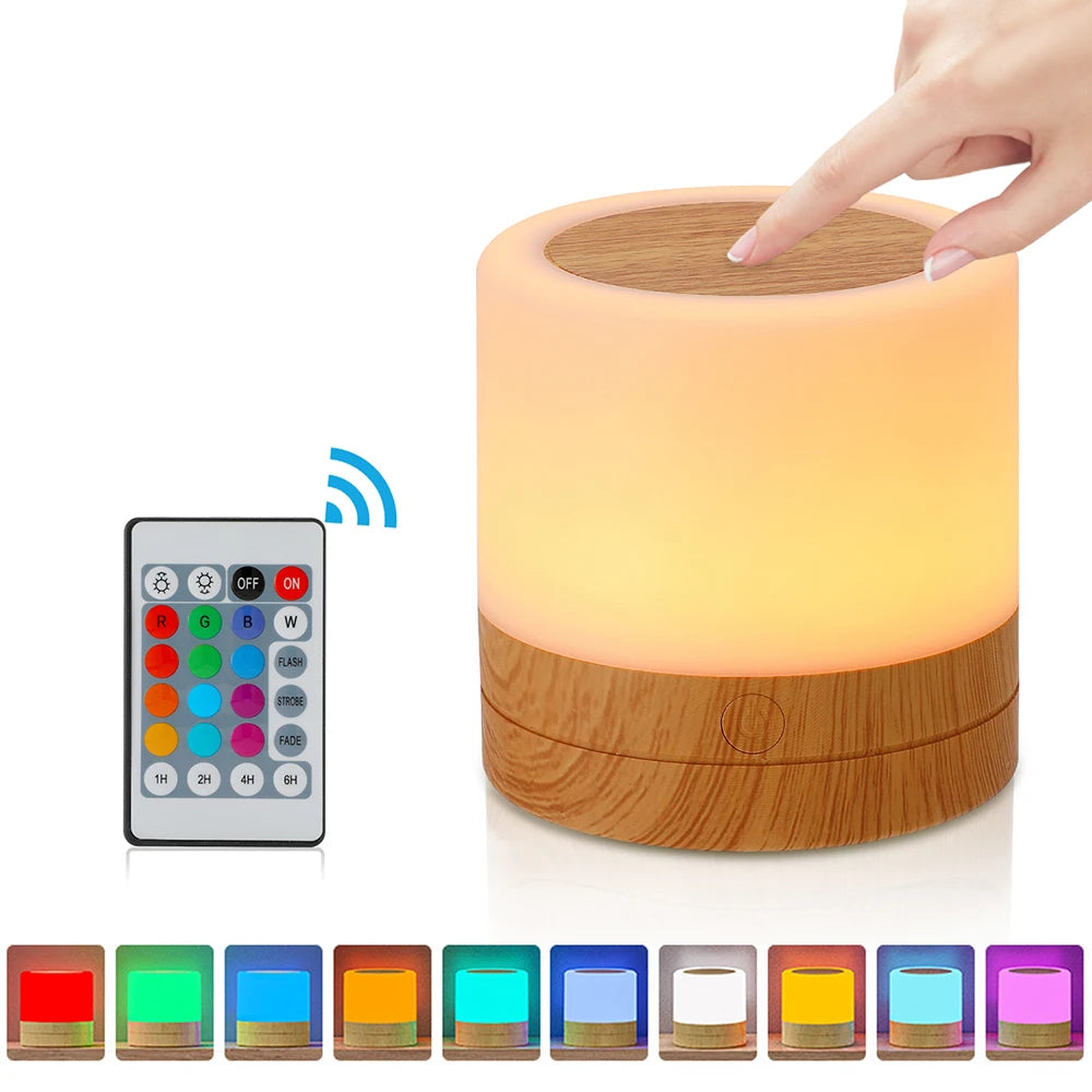 Color Changing RGB Night Lamp - Remote & Touch Control Camping Light for Bedroom Atmosphere