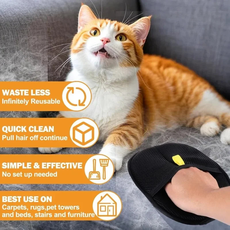 Pet Electrostatic Hair Removal Gloves Pet Hair Remover Mitt Static Removal Glove for Clothes Sofa Carpet
