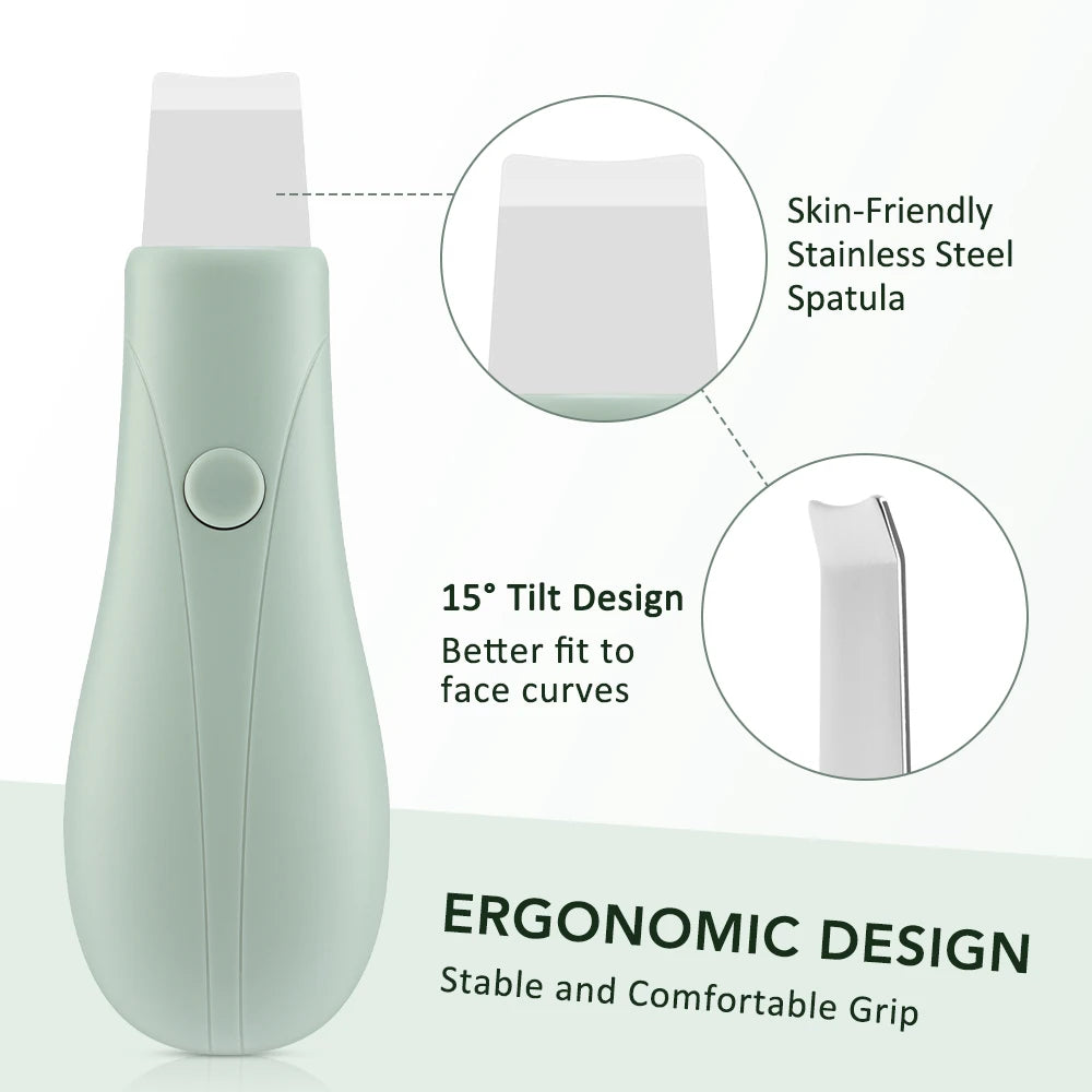 Vibration Face Skin Scrubber Ultrasonic Blackhead Remover-Deep Clean Pore Cleaner Lifting Facial Tool with Spatula for Skin Care