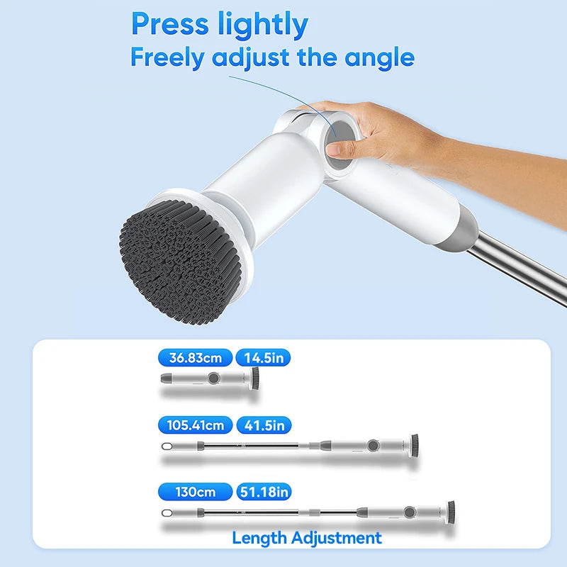 Wireless 8-in-1 Electric Spin Scrubber – Waterproof, Adjustable Handle for Ultimate Bathroom Clean!