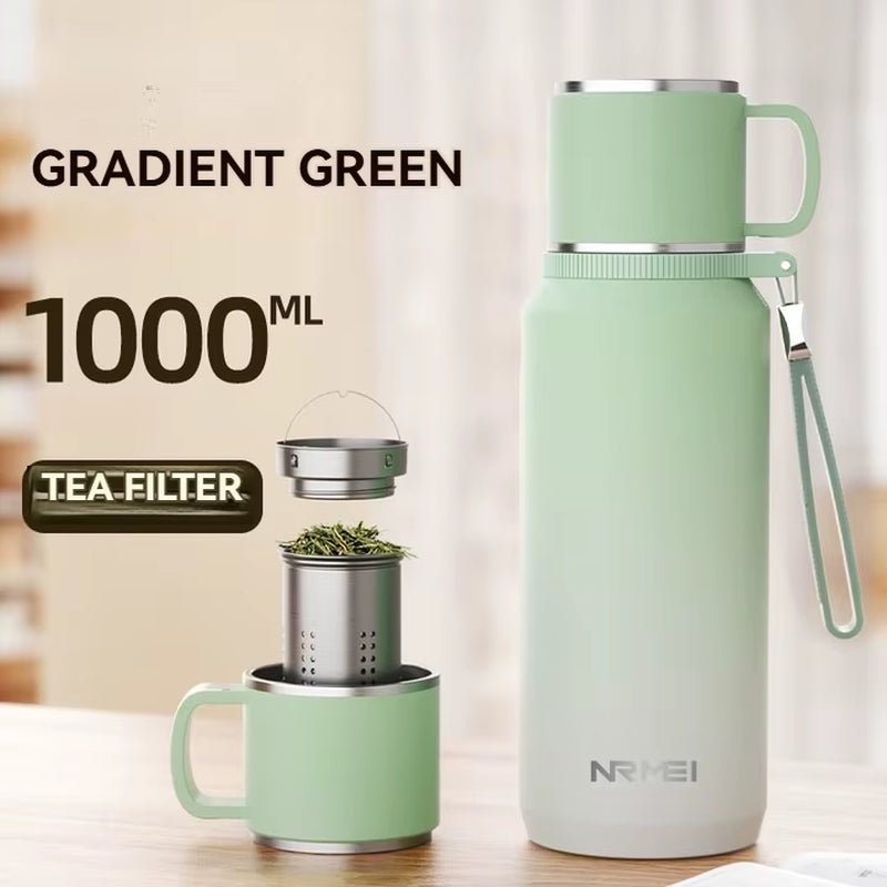 1.5L Thermos Water Bottle Stainless Steels Vacuum Flask Hot Coffee Tea Water Heat Preservation Bottles Cold Tumbler Drinkware
