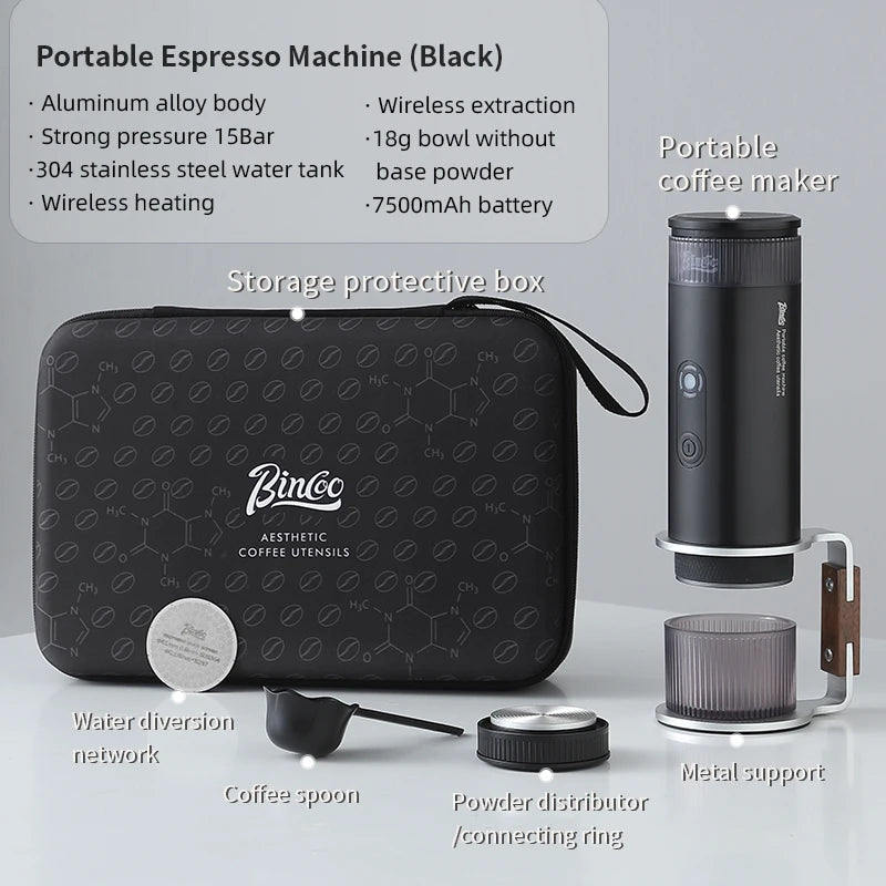 Bincoo Upgraded Portable Coffee Machine,H1 Pro Electric Wireless Heating and Cold Extraction Espresso Maker,Home Camping Outdoor