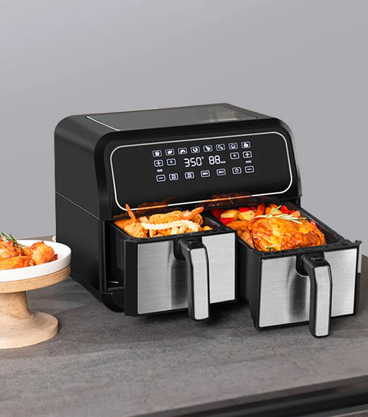 Large-Capacity 8L Multi-Function Oil-Free Air Fryer with Dual Frying Baskets - Perfect for Home Cooking!
