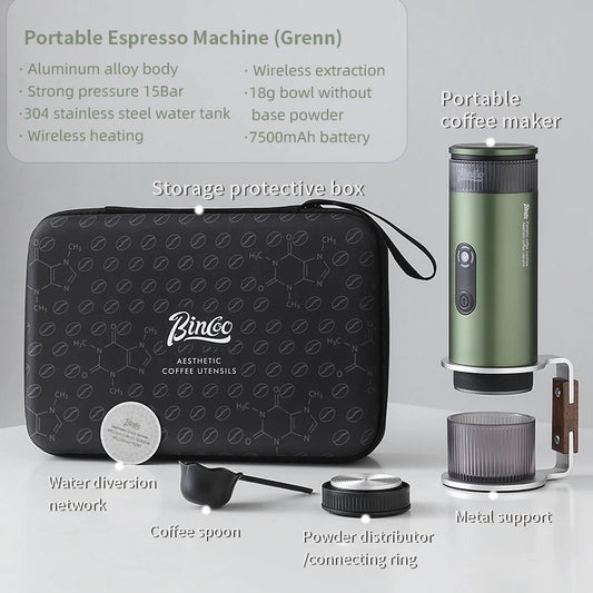 Bincoo Upgraded Portable Coffee Machine,H1 Pro Electric Wireless Heating and Cold Extraction Espresso Maker,Home Camping Outdoor