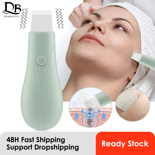 Vibration Face Skin Scrubber Ultrasonic Blackhead Remover-Deep Clean Pore Cleaner Lifting Facial Tool with Spatula for Skin Care