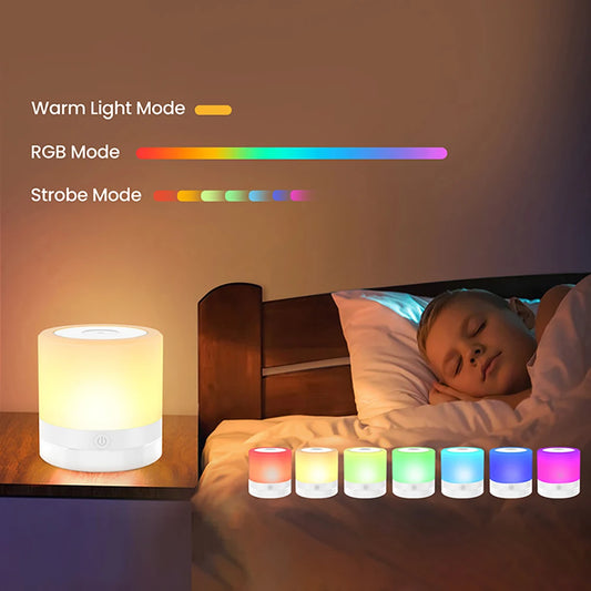 Color Changing RGB Night Lamp - Remote & Touch Control Camping Light for Bedroom Atmosphere