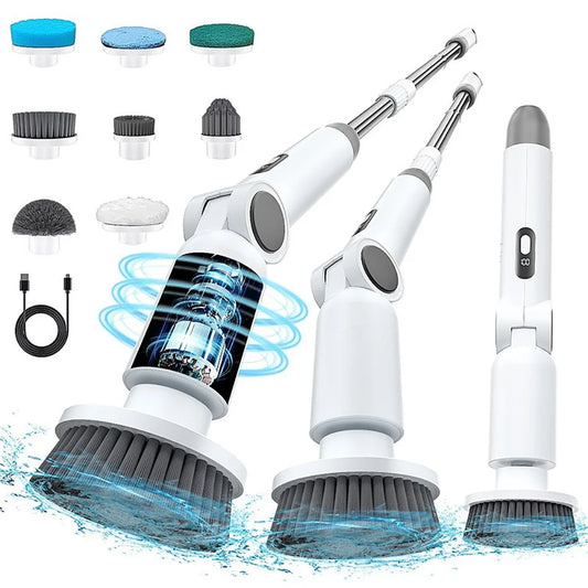  Wireless 8-in-1 Electric Spin Scrubber – Waterproof, Adjustable Handle for Ultimate Bathroom Clean!